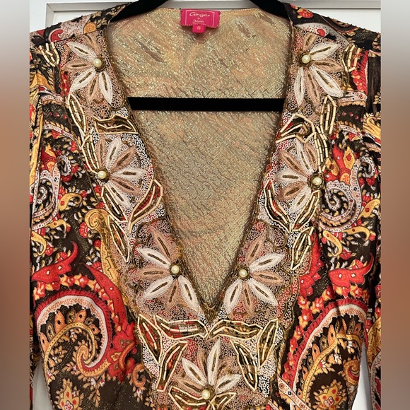 Vintage Silk Ginger & Java Embellished Mini Dress - Picture 3 of 15